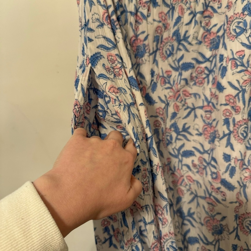 Saylor topanga halter cotton maxi dress with pockets L white lotus print - Picture 10 of 11